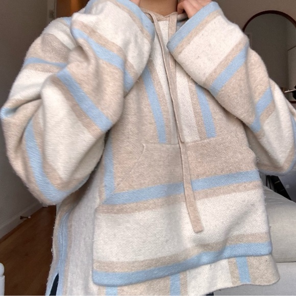 La ligne Beige and Blue Striped Baja Hoodie size small - Picture 7 of 8